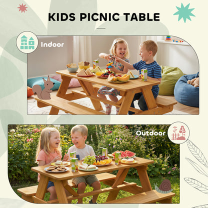 Kids Picnic Table Outdoor Wooden Natural Wood