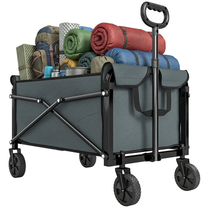 81L Festival Trolley on Wheels, Garden Folding Trolley Cart, Grey
