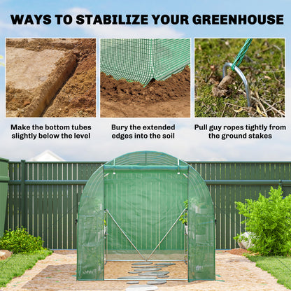 Walk-in Greenhouse with Shelves, Green House with Mesh Windows