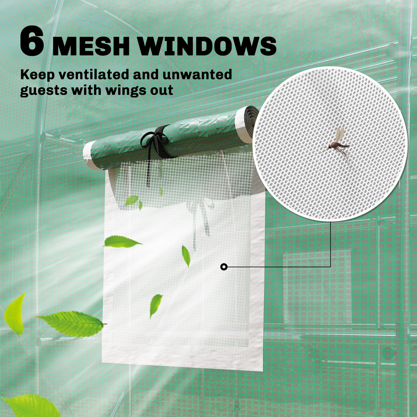 Walk-in Greenhouse with Shelves, Green House with Mesh Windows