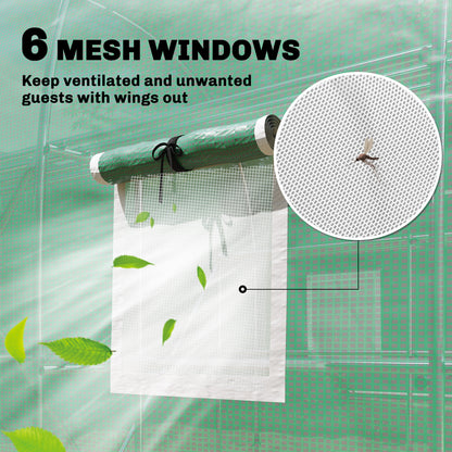 Walk-in Greenhouse with Shelves, Green House with Mesh Windows