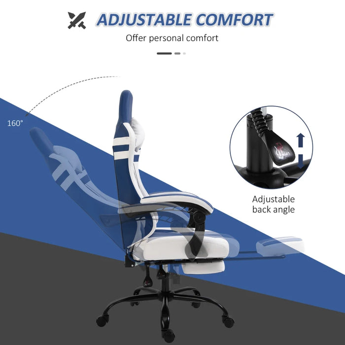 PU Leather Gaming Chair with Headrest & Footrest