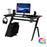 Gaming Desk Racing Style Home Office Ergonomic Computer Table Workstation with RGB LED Lights, Black