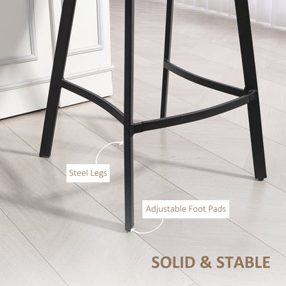 Bar Stools Set of 2, Bar Chairs with Back and Steel Legs, Light Brown