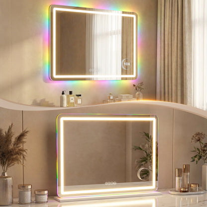 Vanity Mirror with Lights and Bluetooth Speaker, 80 x 60 cm, White