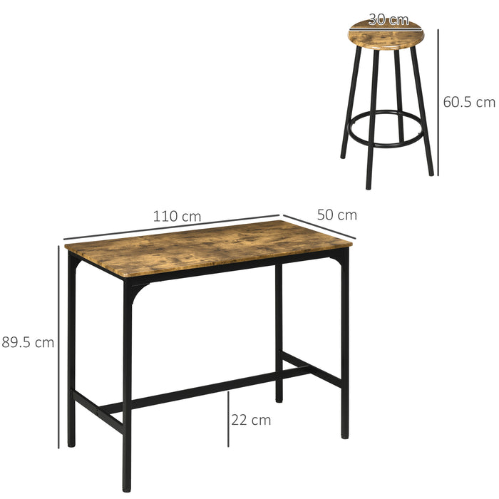 5 Piece Bar Table and Stools Set with Metal Frame Rustic Brown