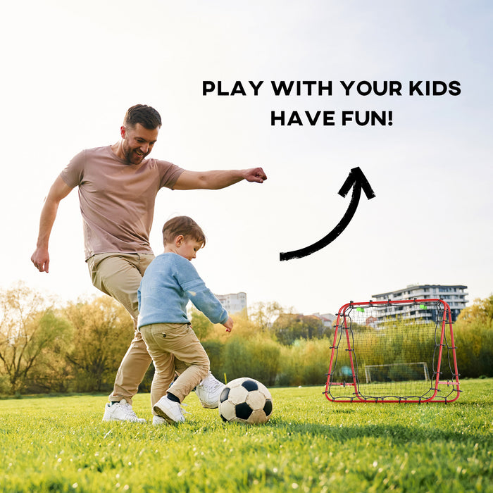 Rebounder Net Football Target Goal with Adjustable Angles, Red