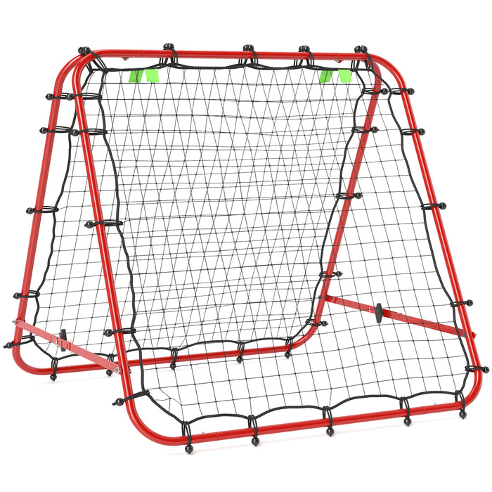 Rebounder Net Football Target Goal with Adjustable Angles, Red