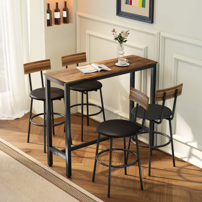 Bar Table Coffee Table with Adjustable Footpads for Breakfast Dining