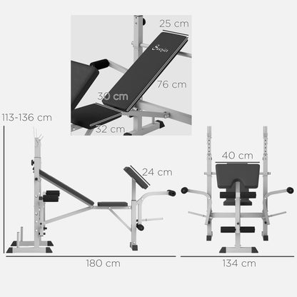 Adjustable Weight Bench with Squat Rack, Leg Developer, Grey