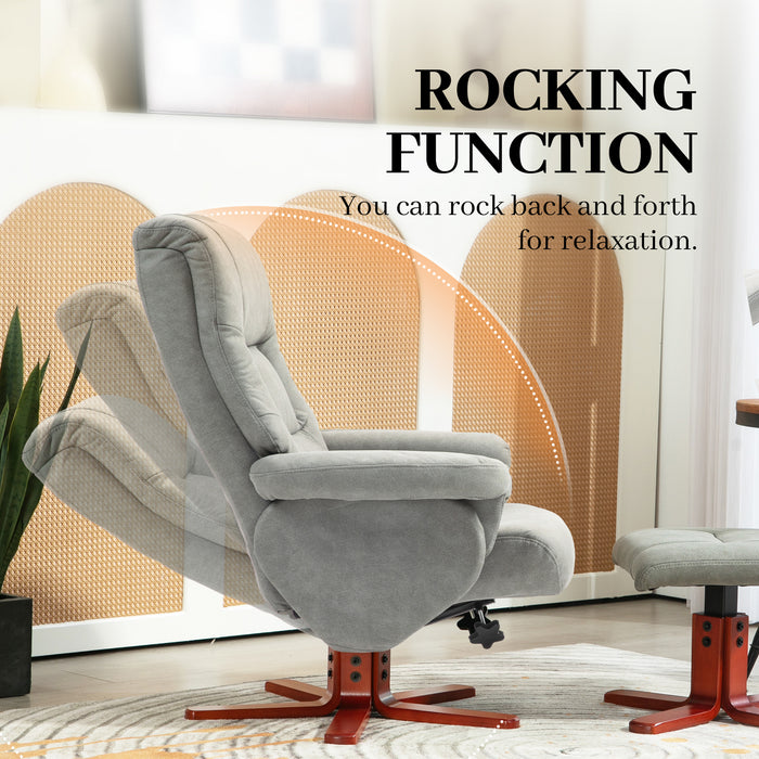 135° Reclining Armchair with Footstool for Living Room, Grey