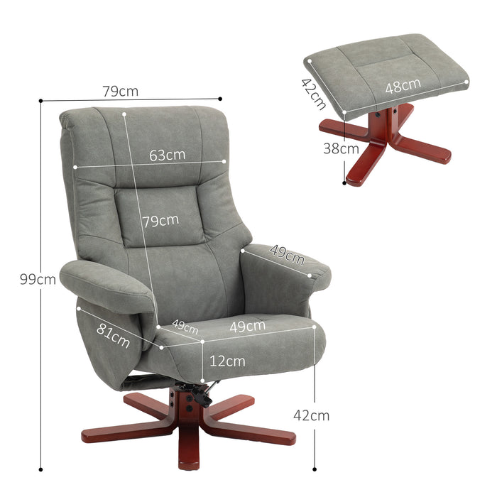 135° Reclining Armchair with Footstool for Living Room, Grey