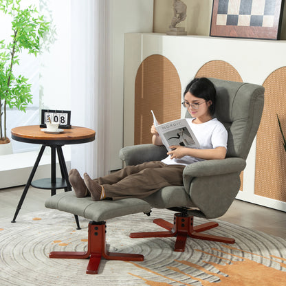 135° Reclining Armchair with Footstool for Living Room, Grey