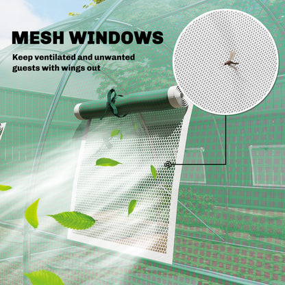 3 x 4 m Walk-in Polytunnel Greenhouse with 8 Windows, Garden Tunnel