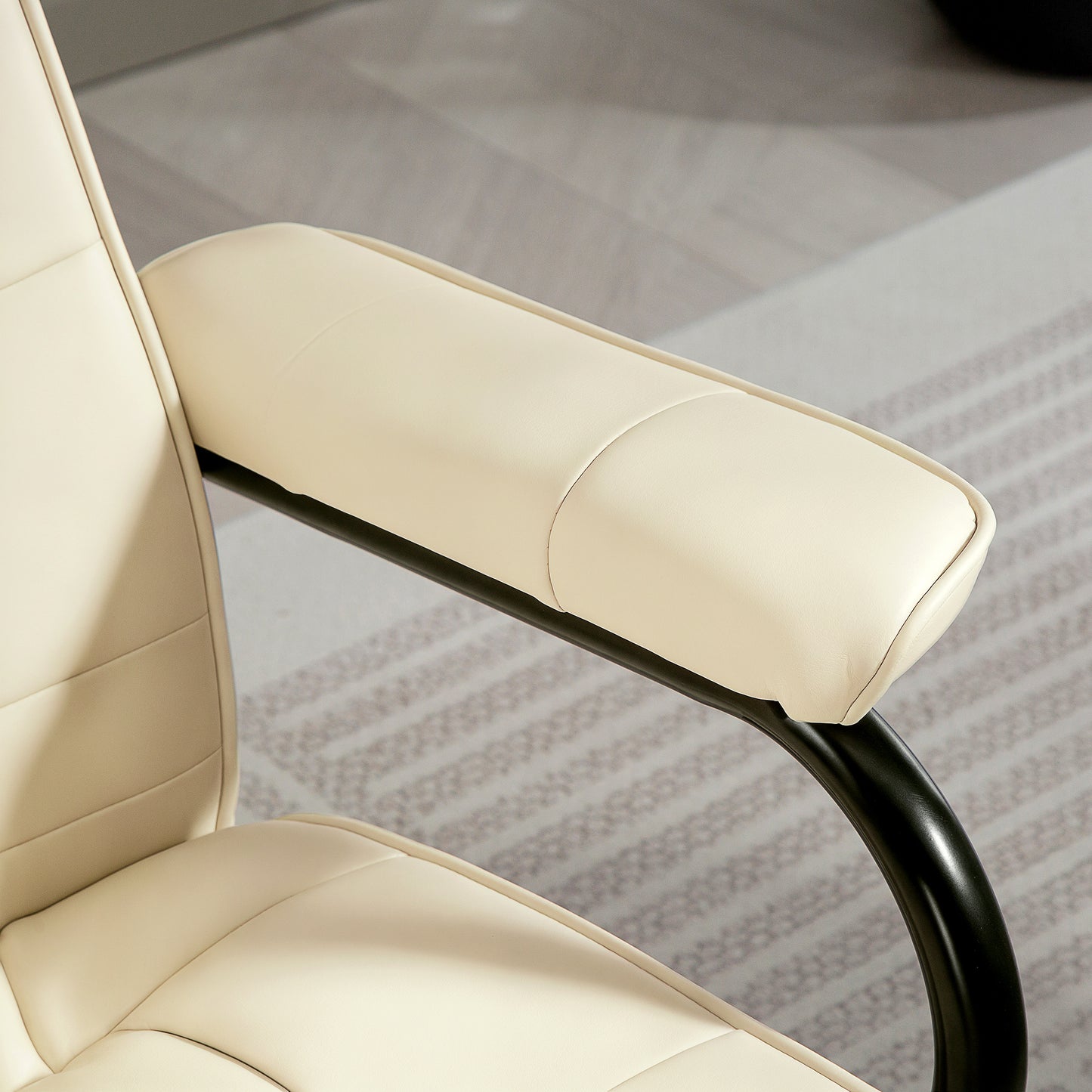 Massage Ottoman Cushioned Recliner Chair 10 Points Vibration Cream