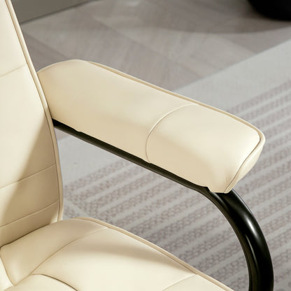 Massage Ottoman Cushioned Recliner Chair 10 Points Vibration Cream