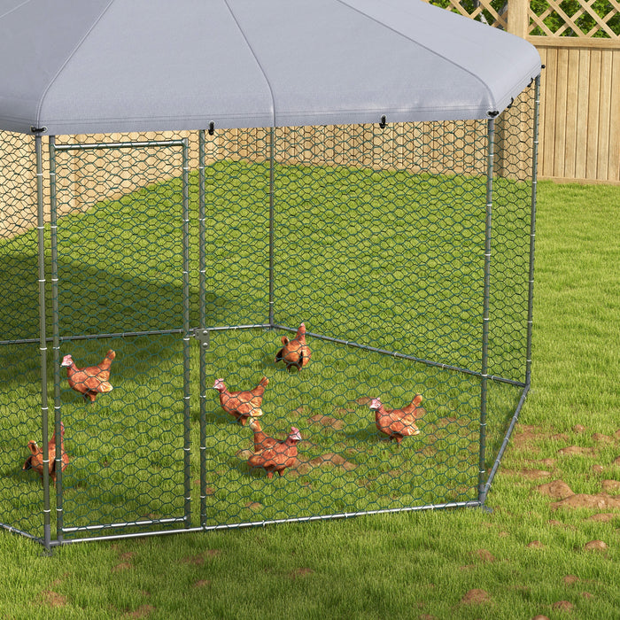 4 x 3.5 x 2.6m Chicken Coop for 10-15 Chickens, Hens, Rabbits, Ducks, Outdoor Garden Chicken Run