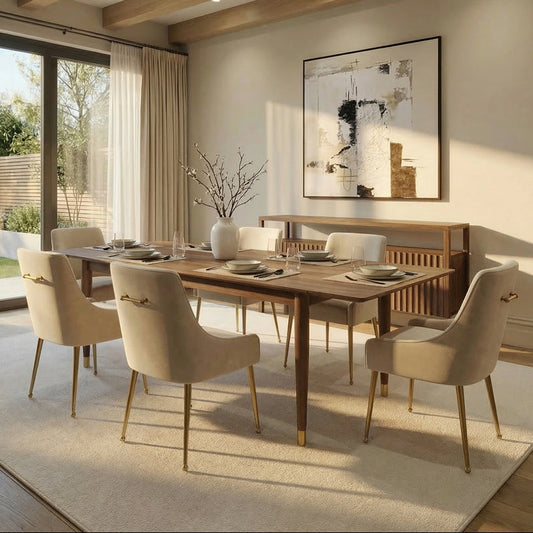 Como Extending Dining Table and 6 Mason Chalk Chairs