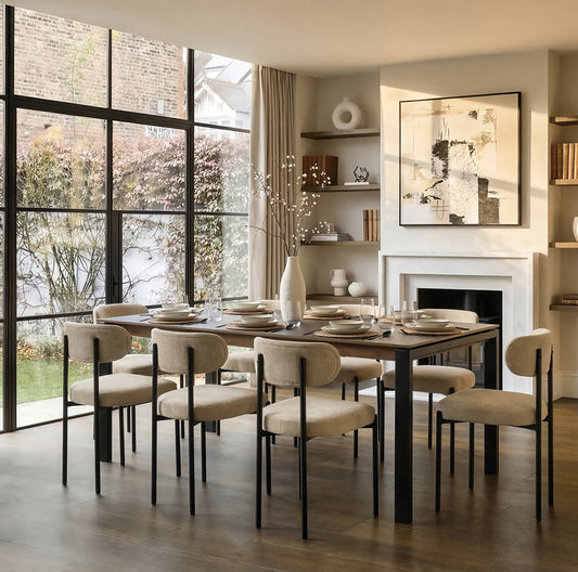 Corinna 8 Seat Dining Table Grey - Black legs