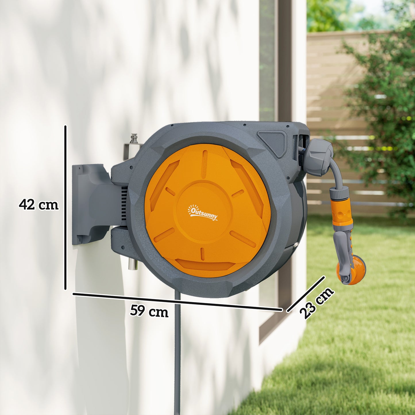 Retractable Hose Reel Wall Mounted with Lock, Orange