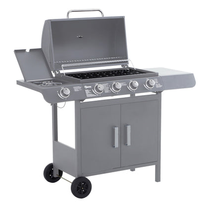Gas BBQ Grill 4 + 1 Stainless Steel Burner Garden Barbecue Cooker