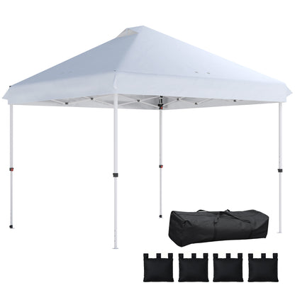 3x3 m Pop Up Gazebo w/ Wheels, One-Touch Party Tent, White