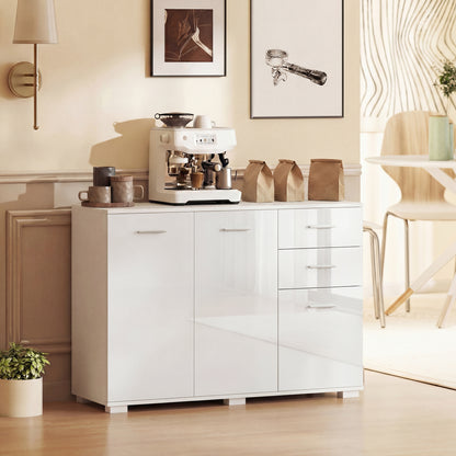 Modern Sideboard Kitchen Storage Cabinet, High Gloss White
