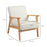 Modern Fabric Accent Chair w/ Rubber Wood Legs Padded Cushion Cream