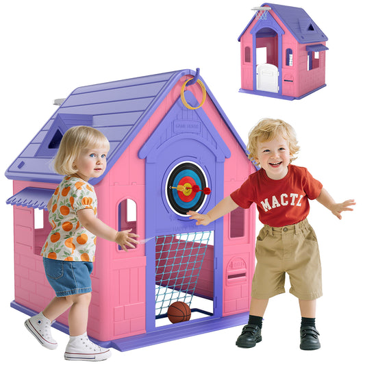 Playhouse for Kids Outdoor Indoor, 5 in 1 Garden House, Pink