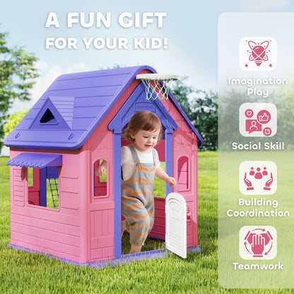 Playhouse for Kids Outdoor Indoor, 5 in 1 Garden House, Pink