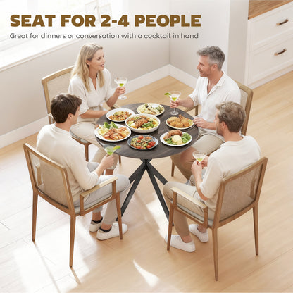 80cm Round Dining Table, Industrial Kitchen Table with Steel Legs