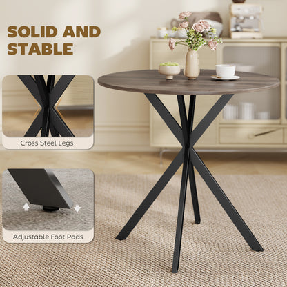 80cm Round Dining Table, Industrial Kitchen Table with Steel Legs