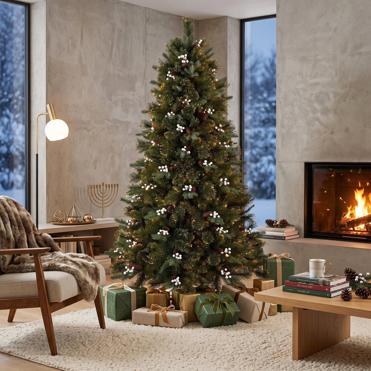 6ft Artificial Christmas Tree with 716 Branch Tips for Holiday Decor