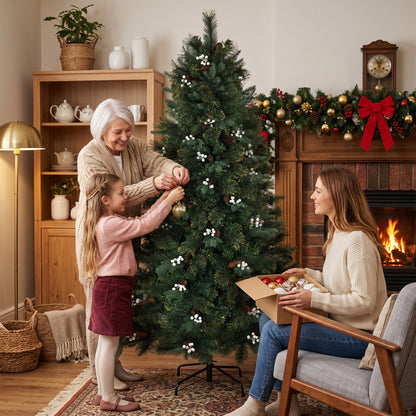 6ft Artificial Christmas Tree with 716 Branch Tips for Holiday Decor