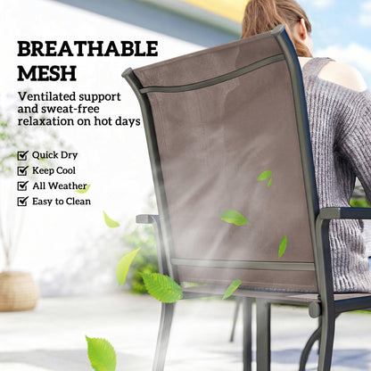 5 Pieces Outdoor Dining Set for 4, Grey and Khaki