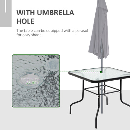 5 Piece Garden Dining Furniture Set w/ 4 Folding Chairs & Parasol Hole