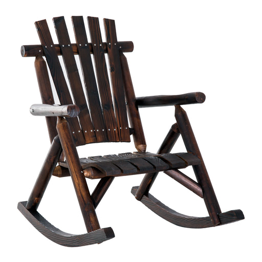 Outdoor Rocking Chair Fir Wood Rustic Patio Adirondack Rocking Chair Traditional Rustic Style & Pure Comfort