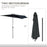 3(m) Half Parasol Semi Round Umbrella Patio Metal Frame Crank Handle for Balcony-- NO BASE INCLUDED, Black