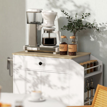 Kitchen Island with 3-Tier Spice Rack, Kitchen Cart with Towel Rack