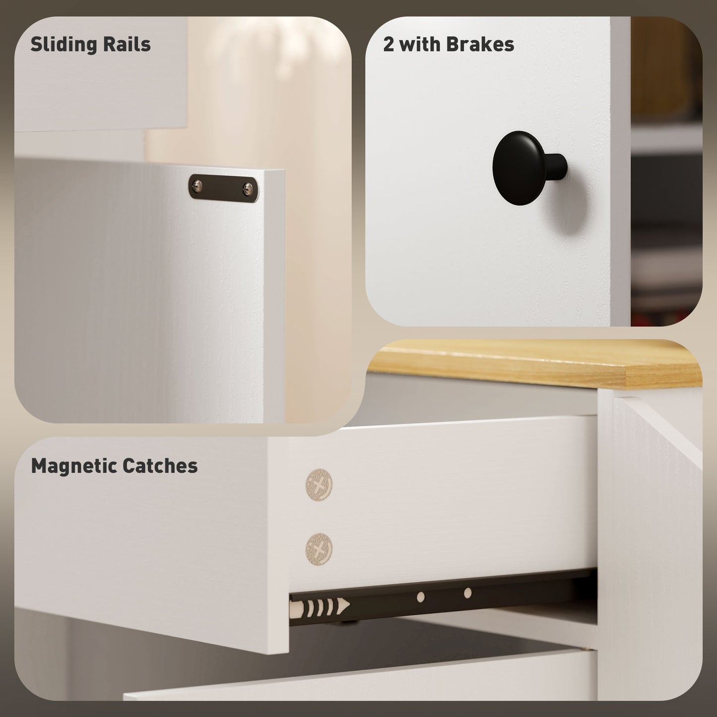 Kitchen Island with 3-Tier Spice Rack, Kitchen Cart with Towel Rack