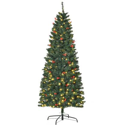 6FT Prelit Pencil Christmas Tree w/ LED Light, Berry, Xmas Decoration
