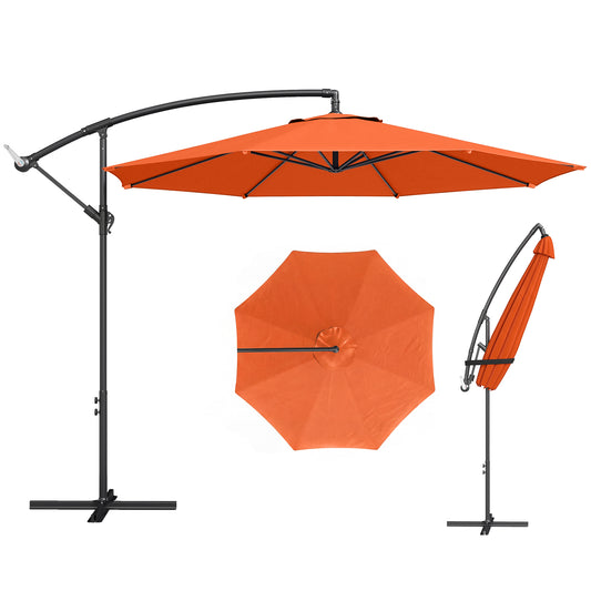 3(m) Garden Banana Parasol Cantilever Umbrella w/ Base, Orange