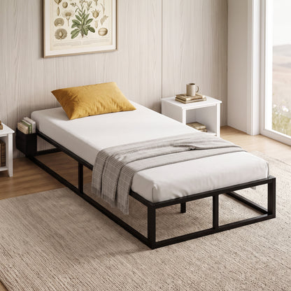 12 Slats Metal Platform Bed Frame with Storage Bag, Black