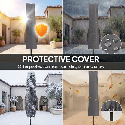 3 x 3 m Garden Cantilever Parasol w/ Light, Cover, Wind Protection