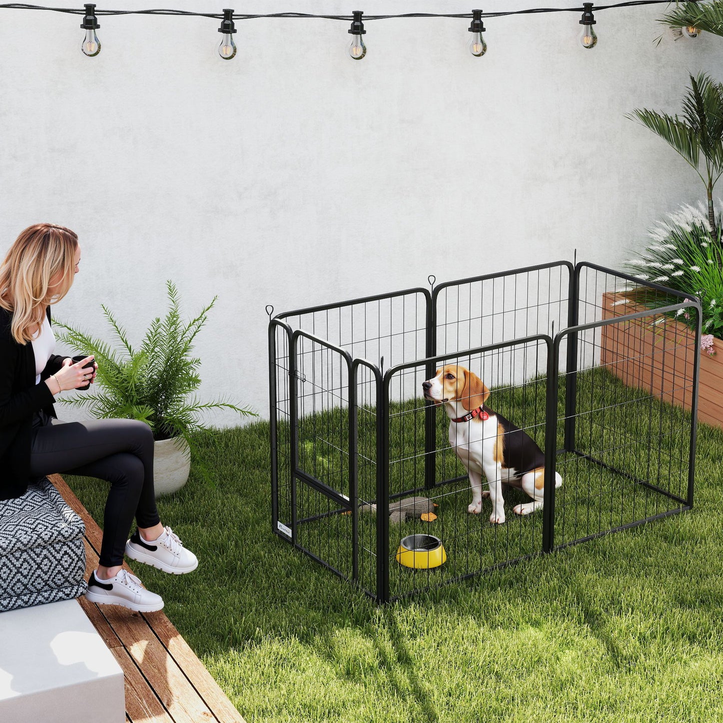 Dog Pen, 12 Panels Puppy Pen for Medium Dogs, 80cm High, Black