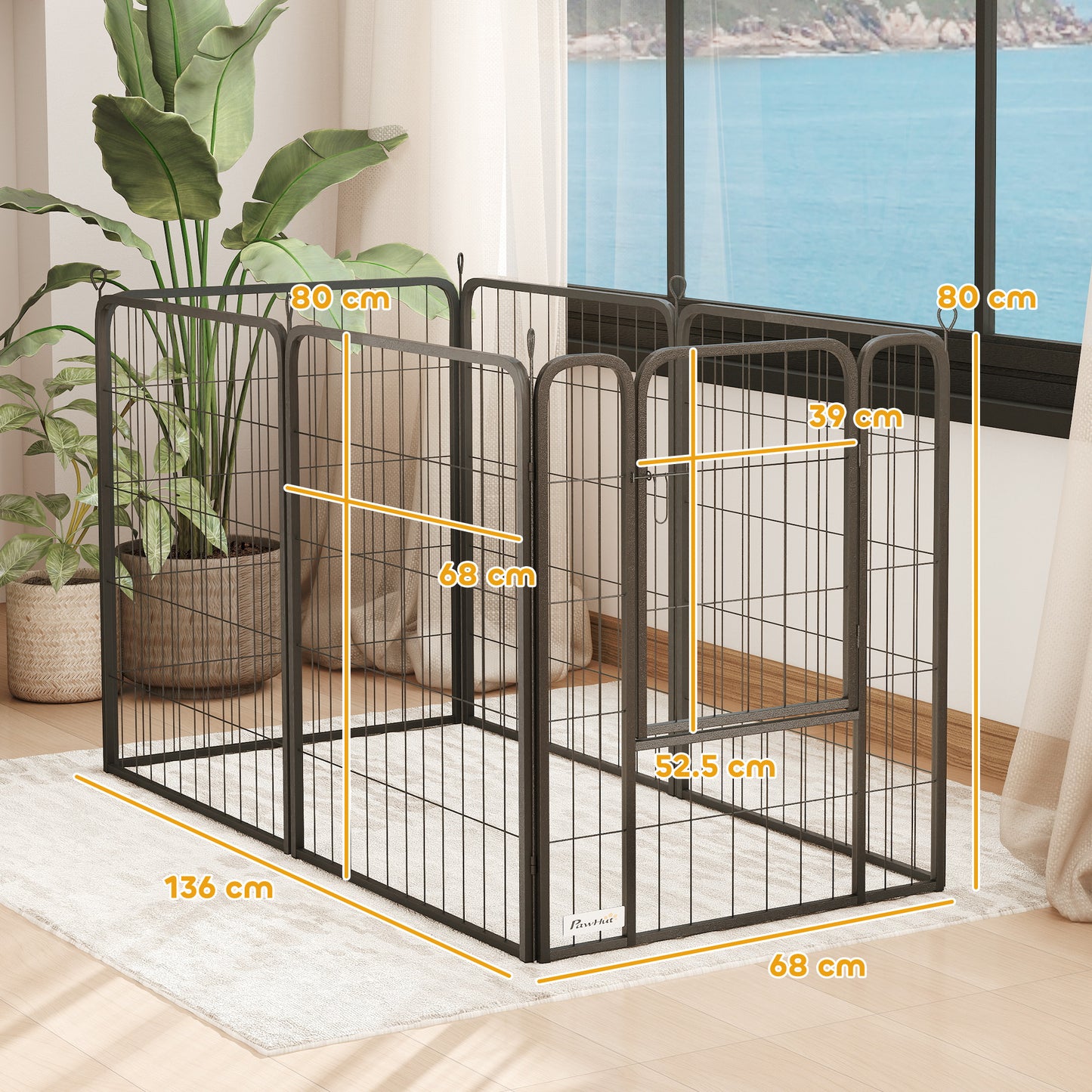 Dog Pen, 12 Panels Puppy Pen for Medium Dogs, 80cm High, Black