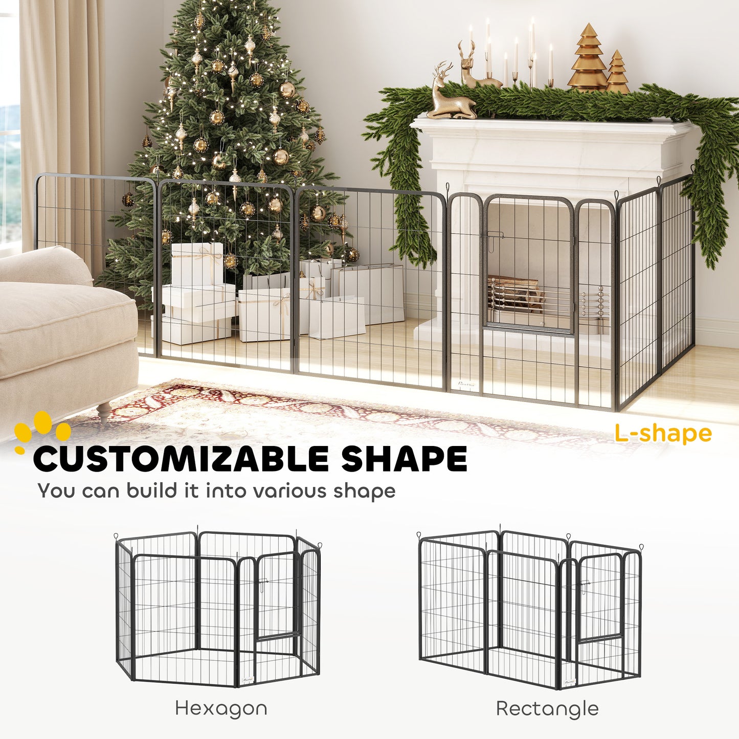 Dog Pen, 12 Panels Puppy Pen for Medium Dogs, 80cm High, Black