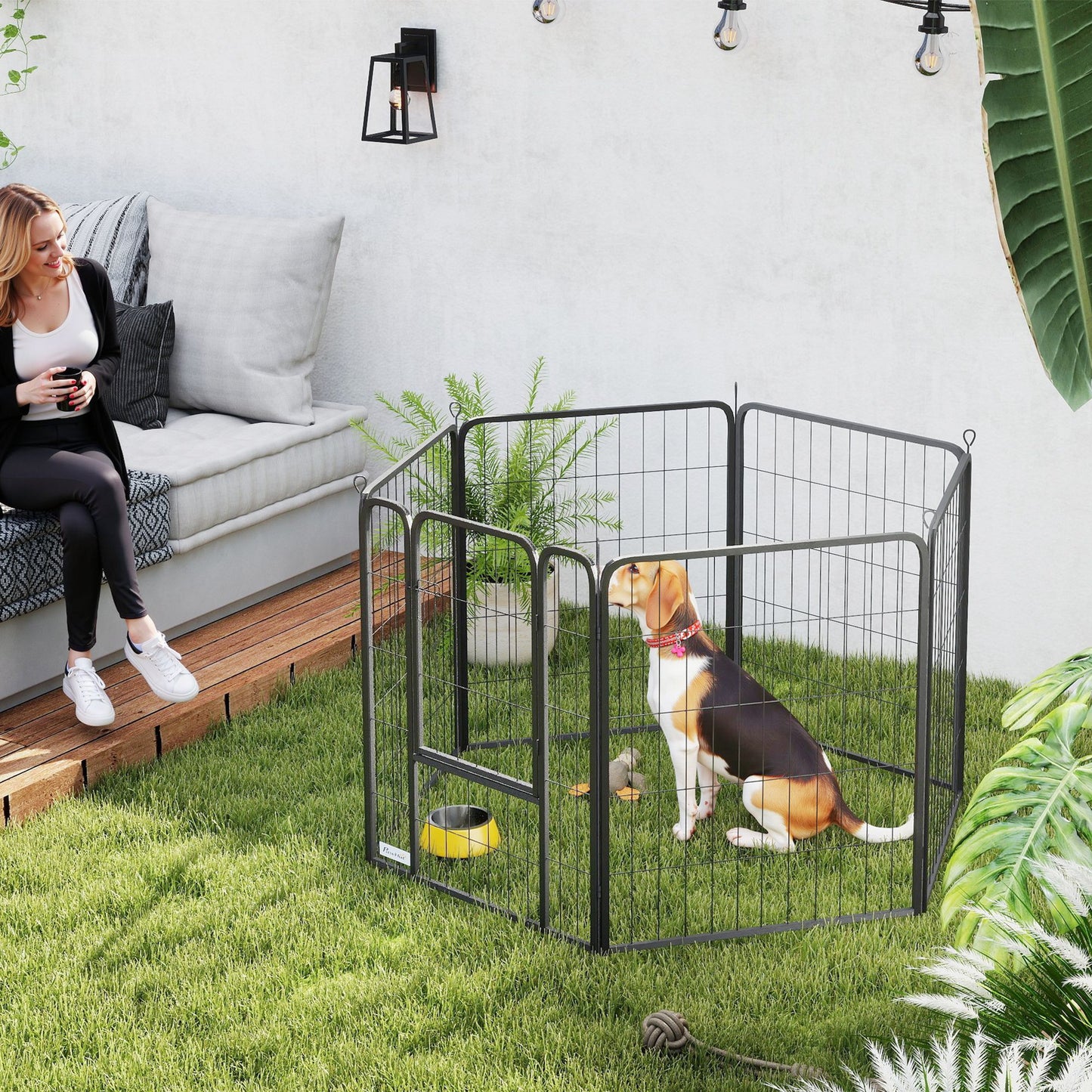 Dog Pen, 12 Panels Puppy Pen for Medium Dogs, 80cm High, Black