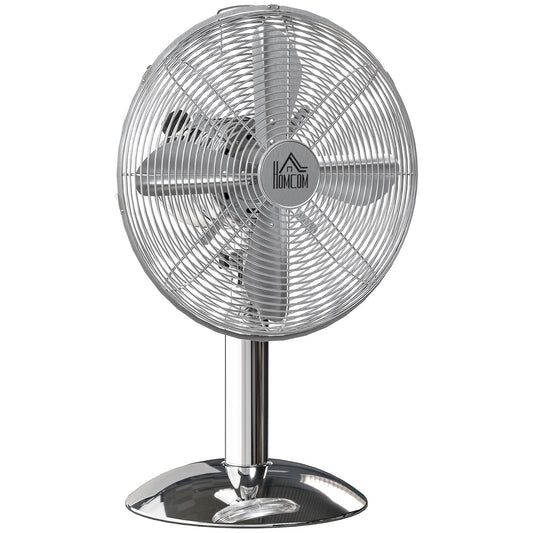 12" Metal Desk Fan with 3 Speed Settings, Wide-Angled Oscillation