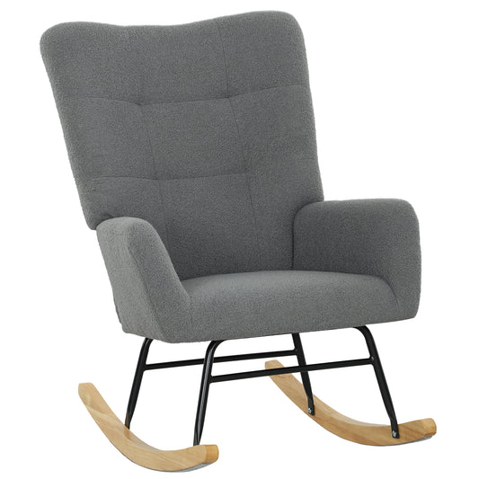 Rocking Chair, Modern Armchair with Backrest for Bedroom, Grey